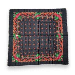 Black Vintage Square Scarf 33" x 32” Orange Women Headscarf Scarve Unisex